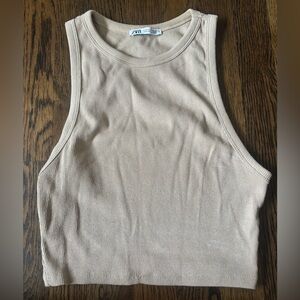 Zara Beige Ribbed Tank Top